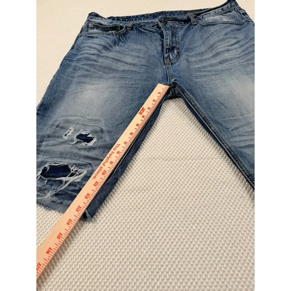 Smoke Rise Men's Slim Fit Jeans Size 40 Medium Wash Distressed Streetwear Denim
